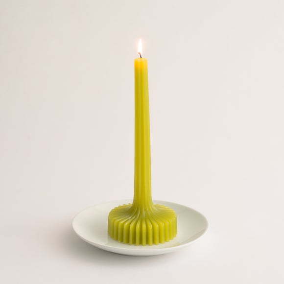Unscented Ribbed Shaped Taper Candle