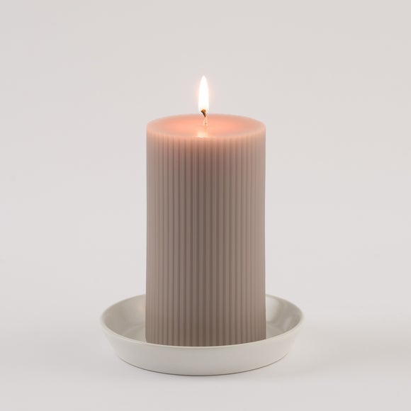 Unscented Ribbed Pillar Candle