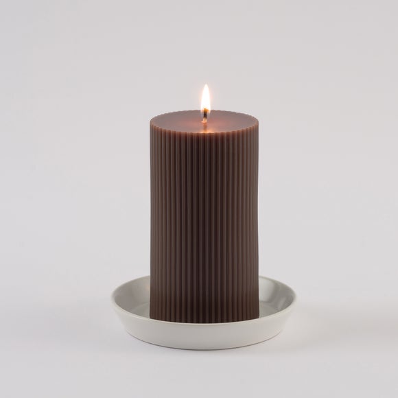 Unscented Ribbed Pillar Candle
