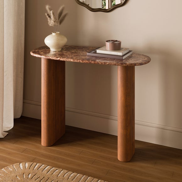 Pondus Console Table, Real Cherry Marble and Mango Wood