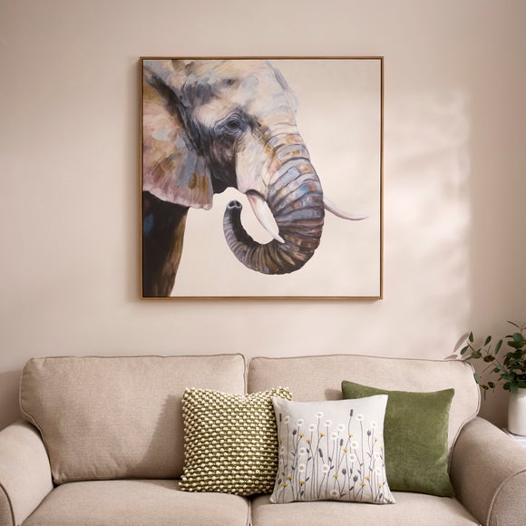 Pastel Elephant Framed Canvas