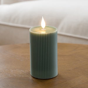 Led Tap Out Ribbed Pillar Candle