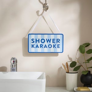 Shower Karaoke Striped Metal Hanging Plaque