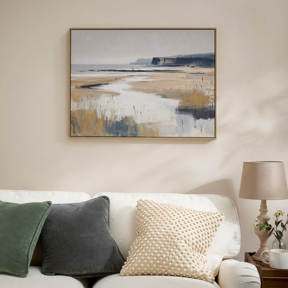 British Cliffside Scene Framed Canvas