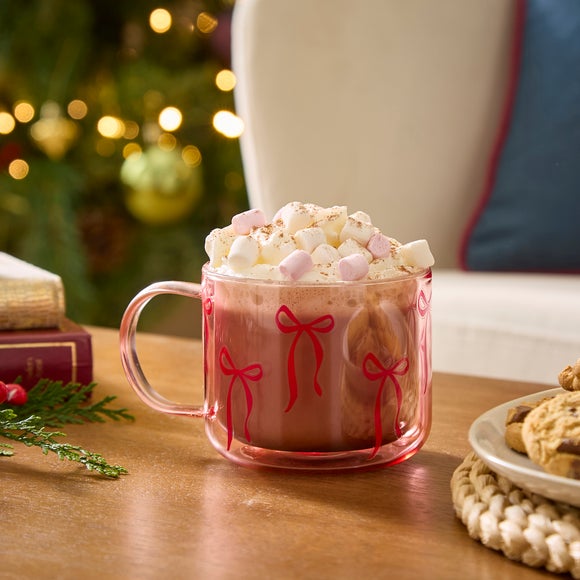 Bow Print Glass Mug