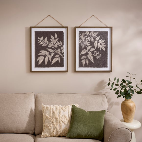 Set Of 2 Textured Fern Framed Prints