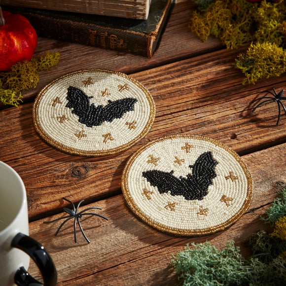 Set of 2 Bat Beaded Coasters