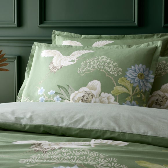 Cranes Floral 100% Cotton Oxford Pillowcase