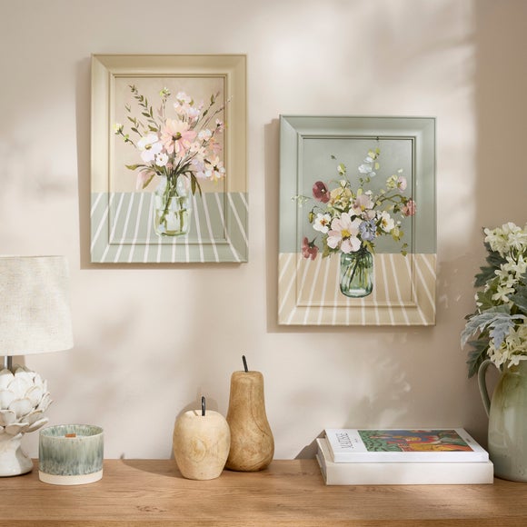 Set Of 2 Floral Handpainted Wall Art