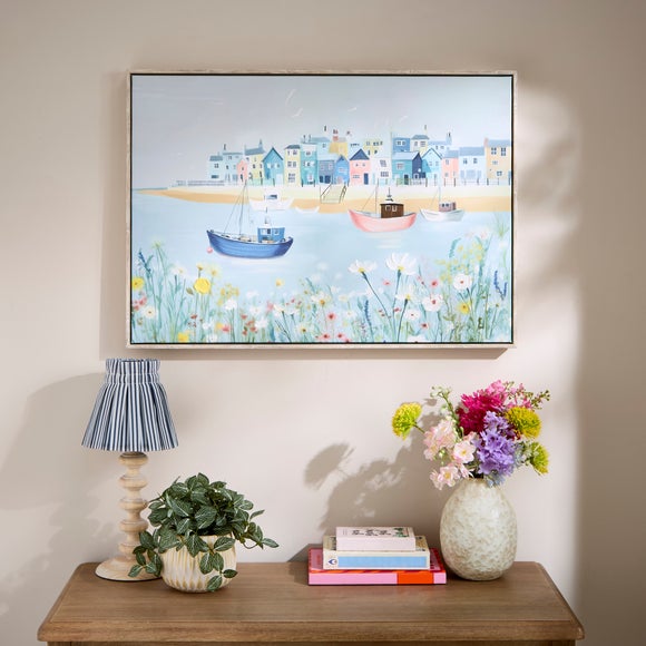 Seaside Beach Hut Framed Canvas