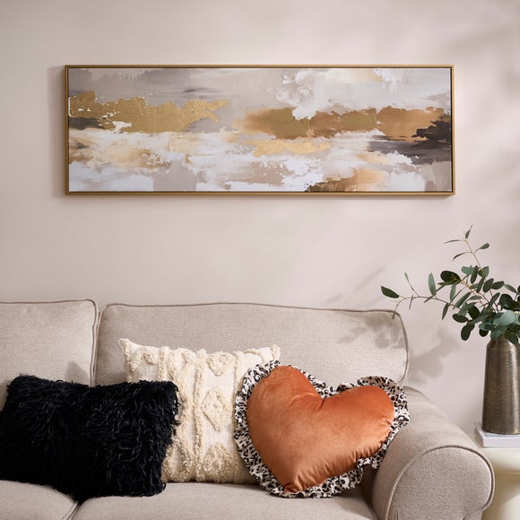 Abstract Gold & Neutral Landscape Framed Canvas