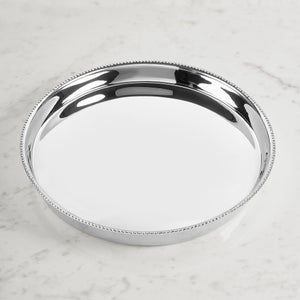 Silver Beaded Metal Tray