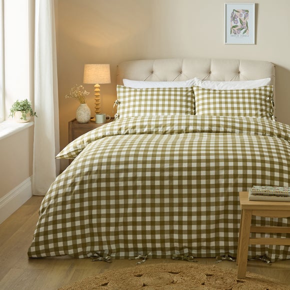 Gingham Polycotton Duvet Cover & Pillowcase Set