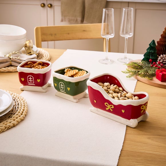 Set of 3 Santa's Sleigh Snack Pots