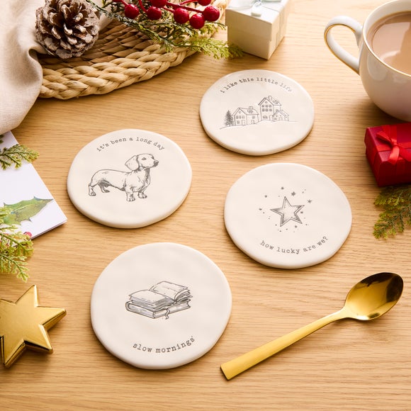 Pack of 4 Motif Ceramic Coasters