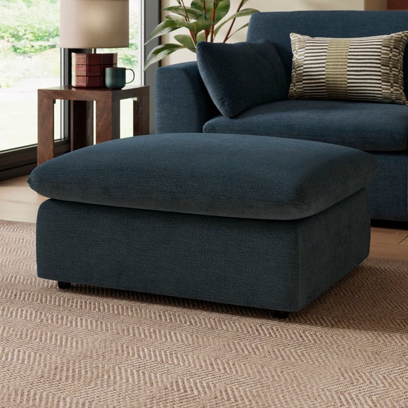 Aspen Textured Faux Linen Footstool