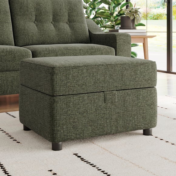 View Baxter Ii Chenille Soft Texture Footstool Olive