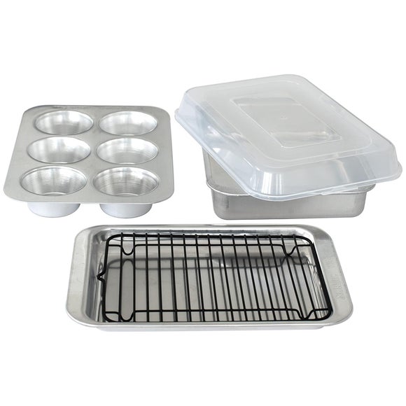 Nordic Ware Naturals Silver 5 Piece Compact Pan Set
