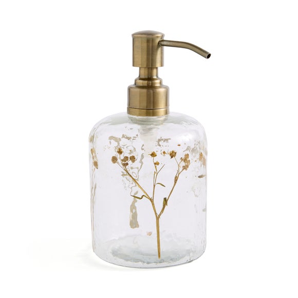 Glass Pressed Flowers Soap Dispenser Clear
