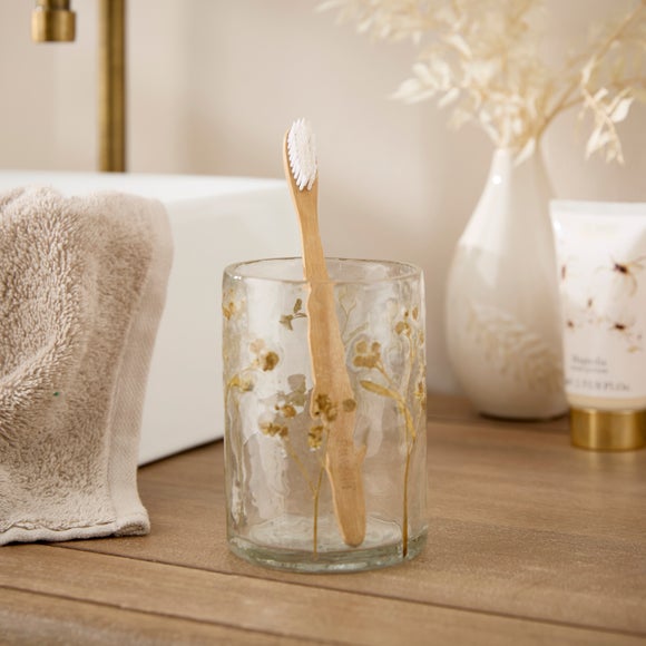 Glass Pressed Flowers Tumbler