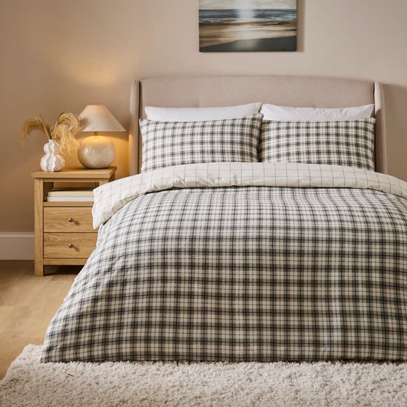 Salvage Yard Check 100% Brushed Cotton Duvet Cover & Pillowcase Set