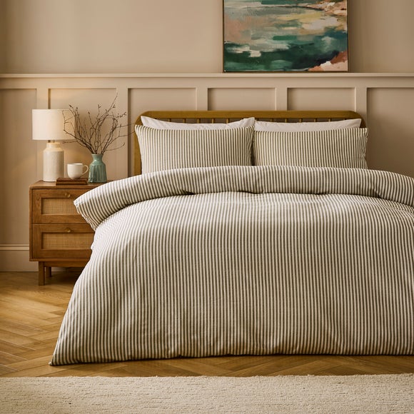 Camille Stripe 100% Brushed Cotton Duvet Cover & Pillowcase Set