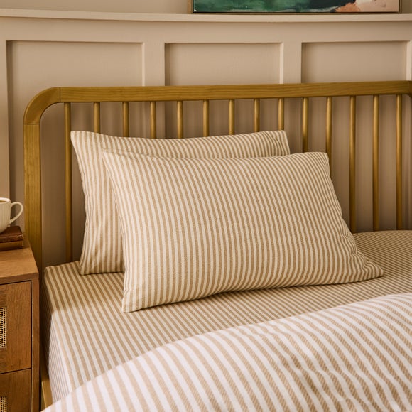 Camille Stripe 100% Brushed Cotton Standard Pillowcase Pair
