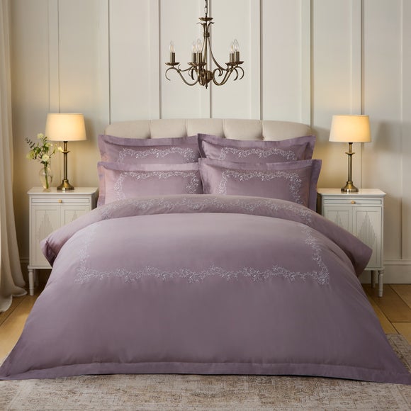 Dorma Camerelle Embroidery 100% Cotton Sateen Duvet Cover & Pillowcase Set