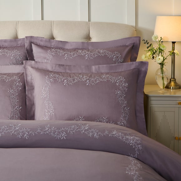 Dorma Camerelle Embroidery 100% Cotton Sateen Oxford Pillowcase Pair