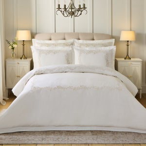 Dorma Camerelle Embroidery 100 Cotton Sateen Duvet Cover & Pillowcase Set
