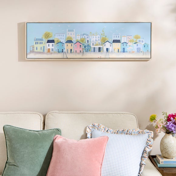 Seaside Beach Hut Landscape Framed Canvas