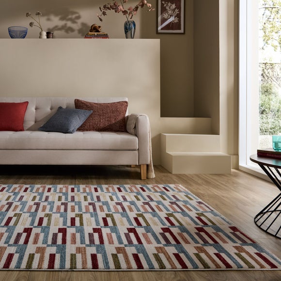 View Shuffle Geometric Check Rug