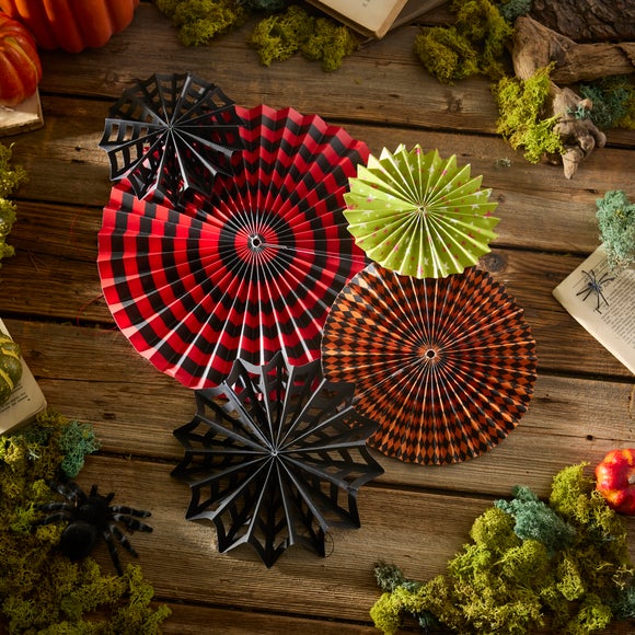Set of 5 Halloween Paper Fans