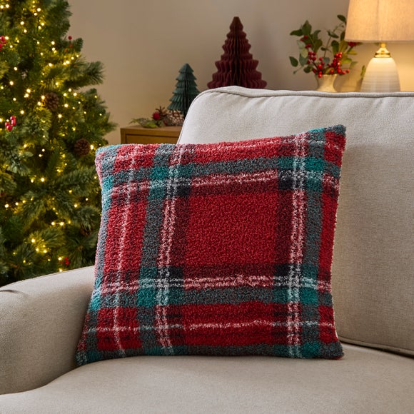 Tartan Sherpa Square Cushion