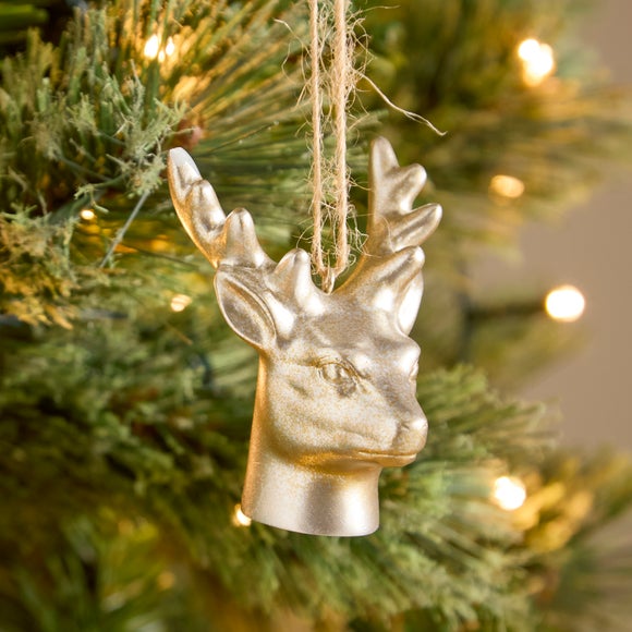 Silver Stag Head Hanging Decoration