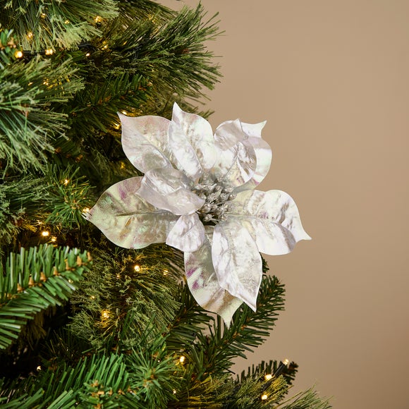 Artificial Poinsettia Iridescent Clip