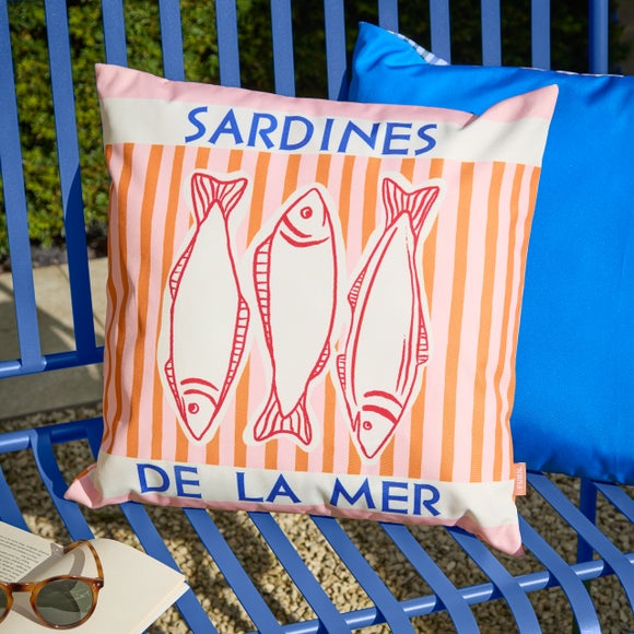 Mediterranean Sardines Outdoor Square Cushion