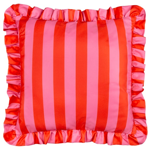 Palm Royale Stripe Ruffle Outdoor Square Cushion