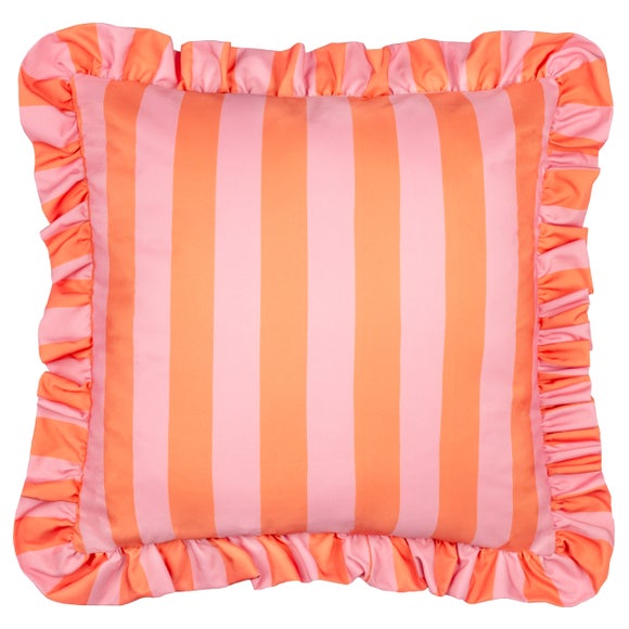 Palm Royale Stripe Ruffle Outdoor Square Cushion