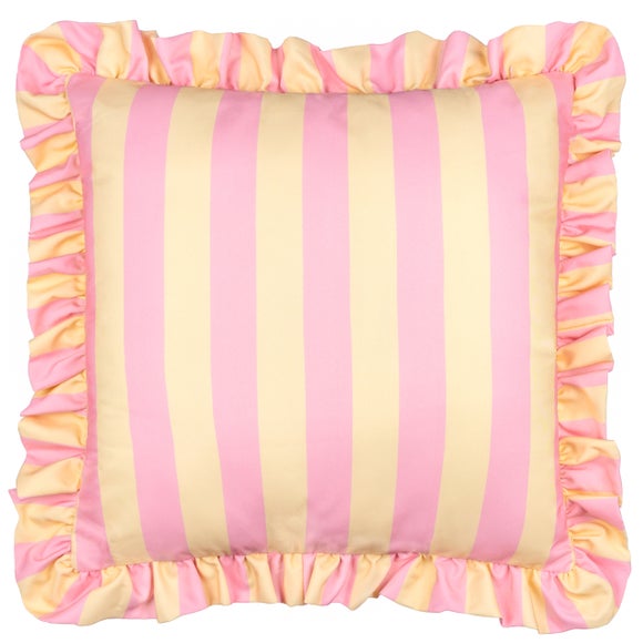 Palm Royale Stripe Ruffle Outdoor Square Cushion