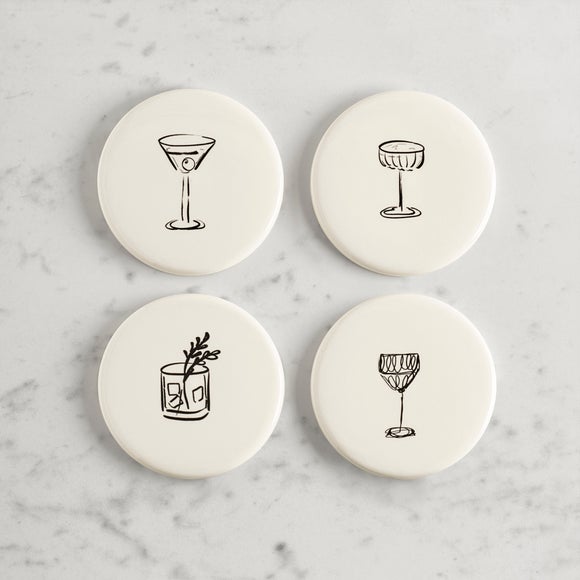 Pack of 4 Ceramic Drink Icon Coasters