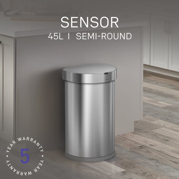 View Simplehuman 45l Semi-round Sensor Bin With Liner Pocket View Simplehuman 45l Semi-round Sensor Bin With Liner Pocket