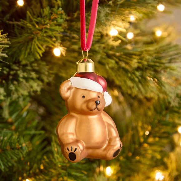 Glass Teddy Bear Hanging Decoration
