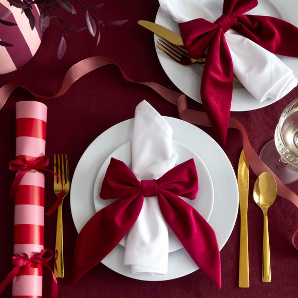 Pack of 2 Velvet Bow Napkin Rings