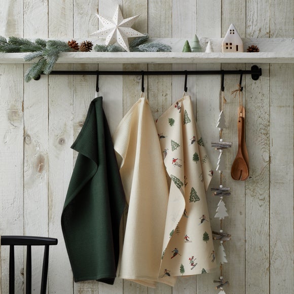Pack of 3 Ski Print Tea Towels