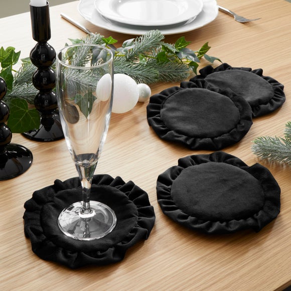 Pack of 4 Velvet Frill Coasters