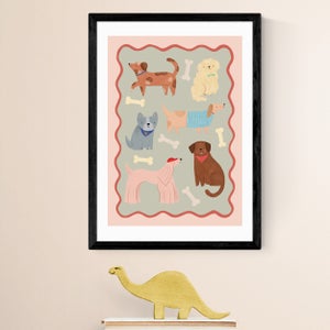 East End Prints Dogs In Sage And Pink Print