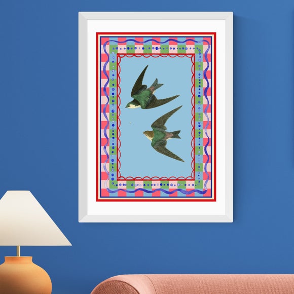 East End Prints Birdframe Swallows Print