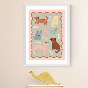 East End Prints Dogs In Sage And Pink Print
