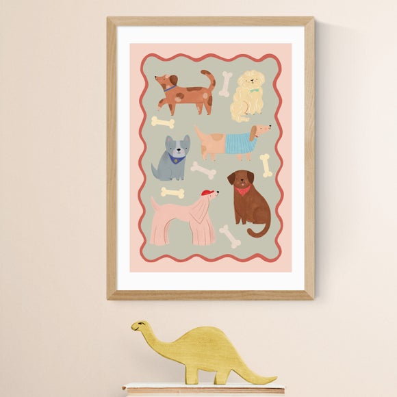 East End Prints Dogs in Sage and Pink Print